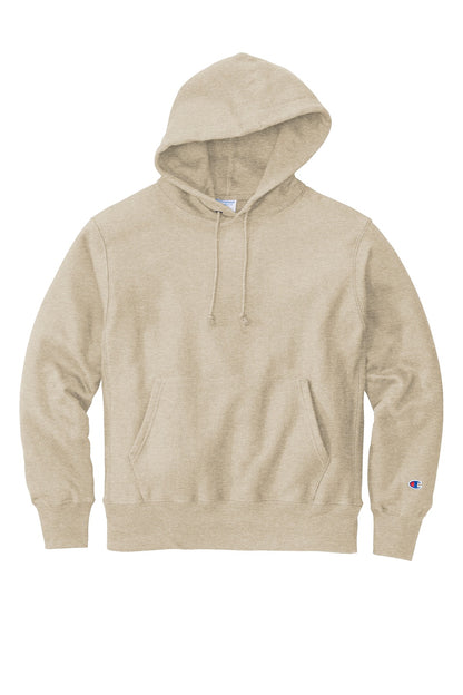 Front View of OatHthr Champion Reverse Weave Hooded Sweatshirt S101
