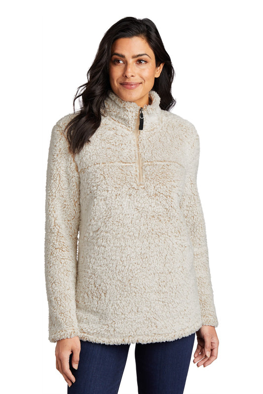 Front View of Oatmeal Hthr Port Authority Women's Cozy 1/4-Zip Fleece L130