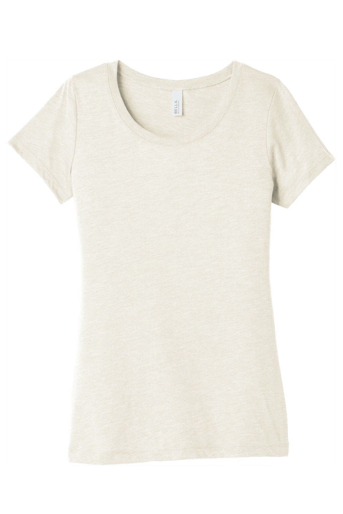 Front View of Oatmeal TB BELLA+CANVAS Women's Triblend Short Sleeve Tee. BC8413
