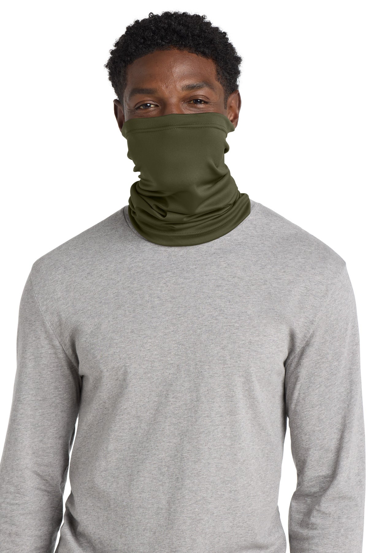 Front View of Olive Drab Grn Port Authority Stretch Performance Gaiter G100
