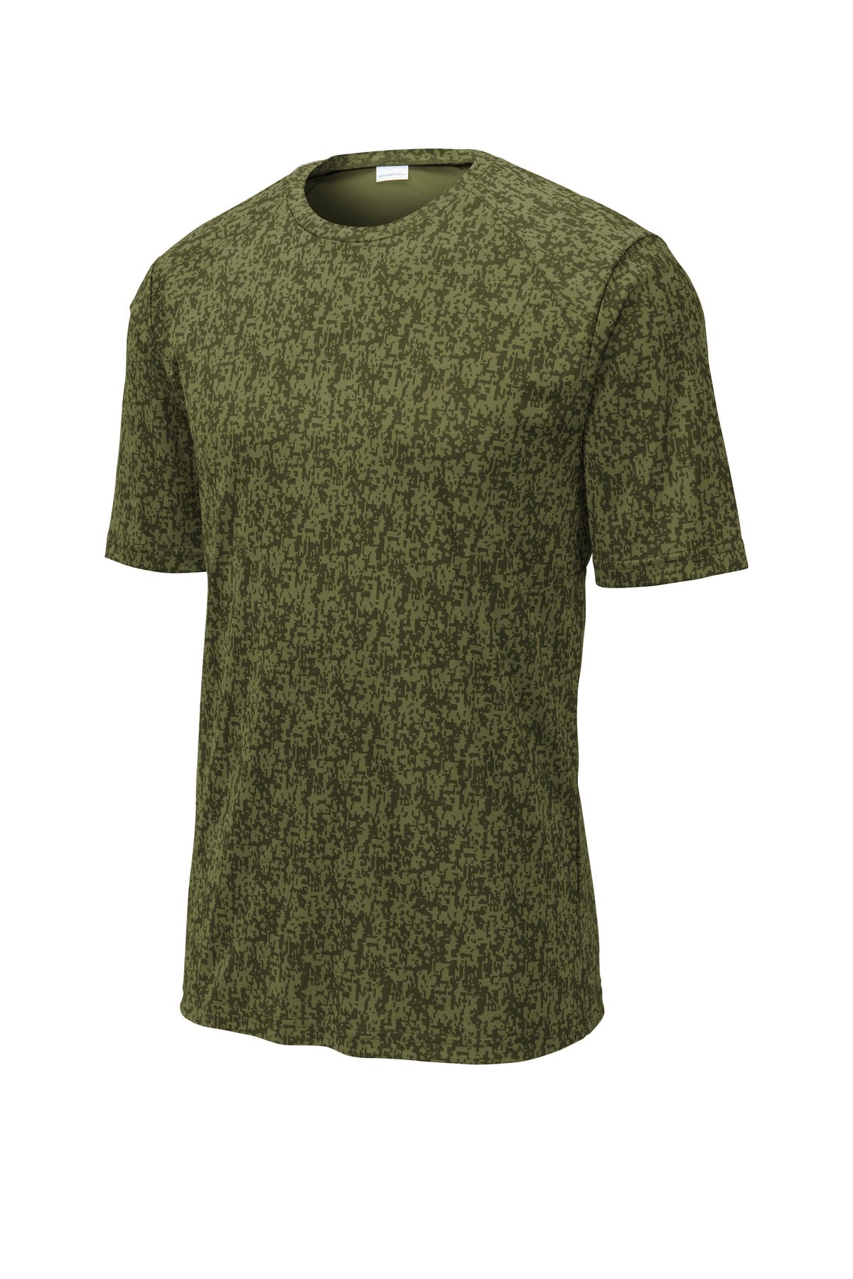 Front View of Olive Drab Grn Sport-Tek Digi Camo Tee. ST460