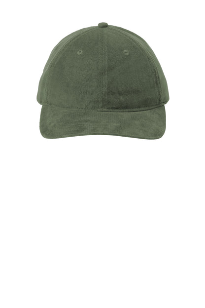 Front View of OliveGreen Port Authority Light Corduroy Dad Cap C973