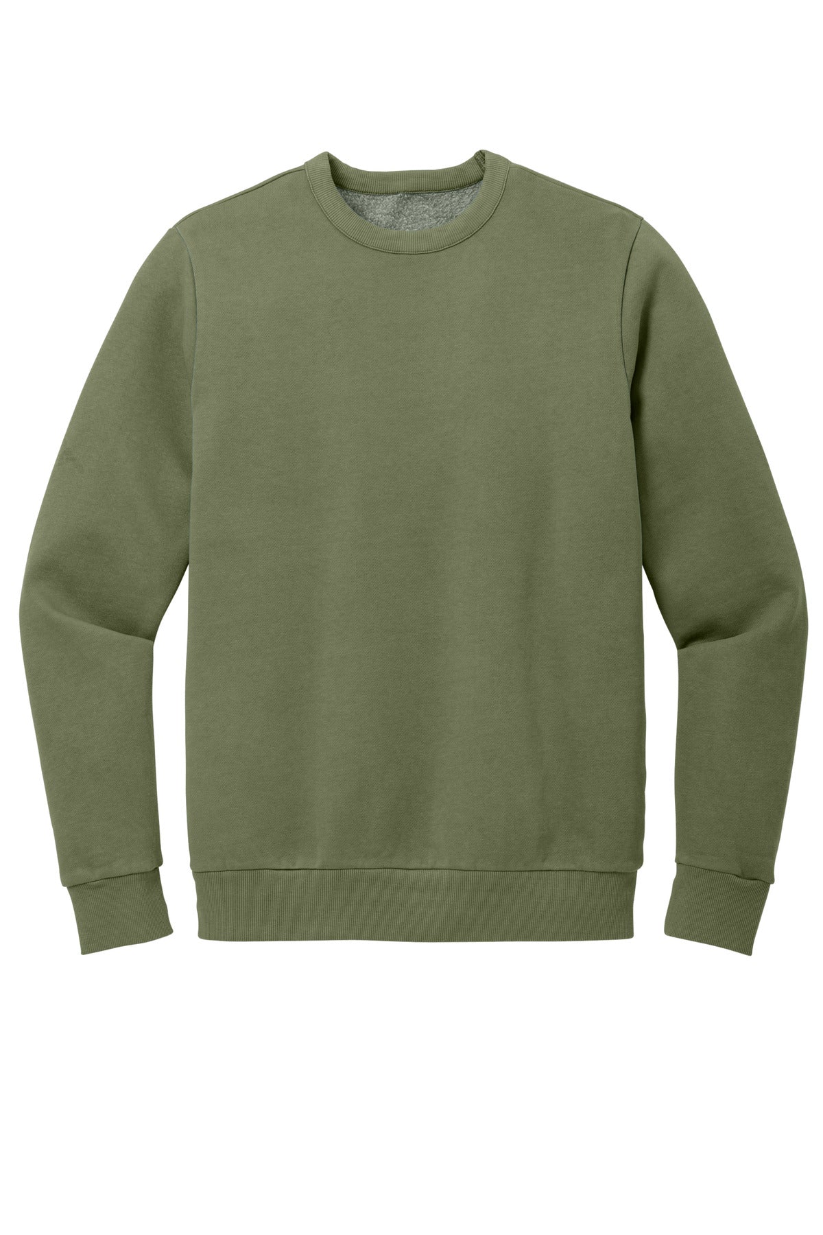 Front View of OlvDrabGn District Wash Fleece Crew DT2204