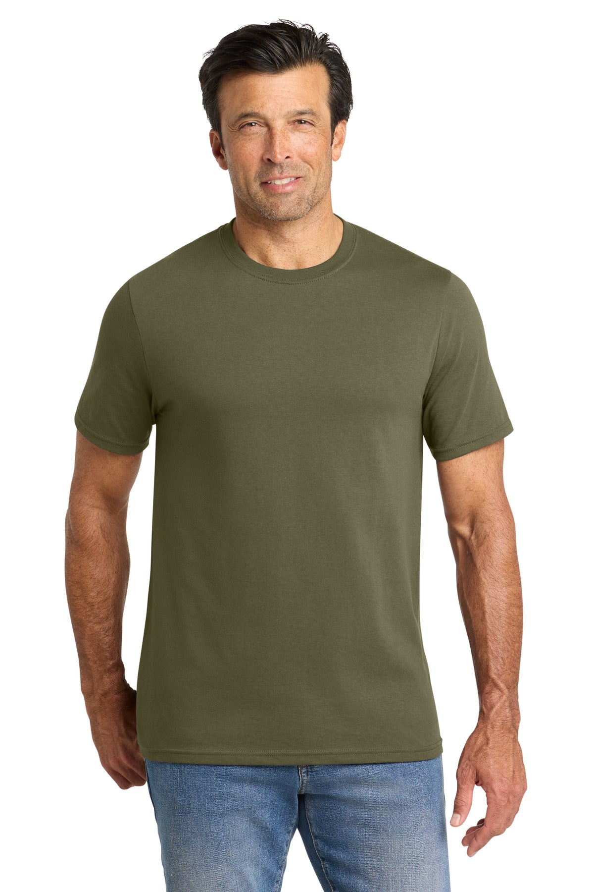 Front View of OlvDrabGn Volunteer Knitwear All-American Tee VL100