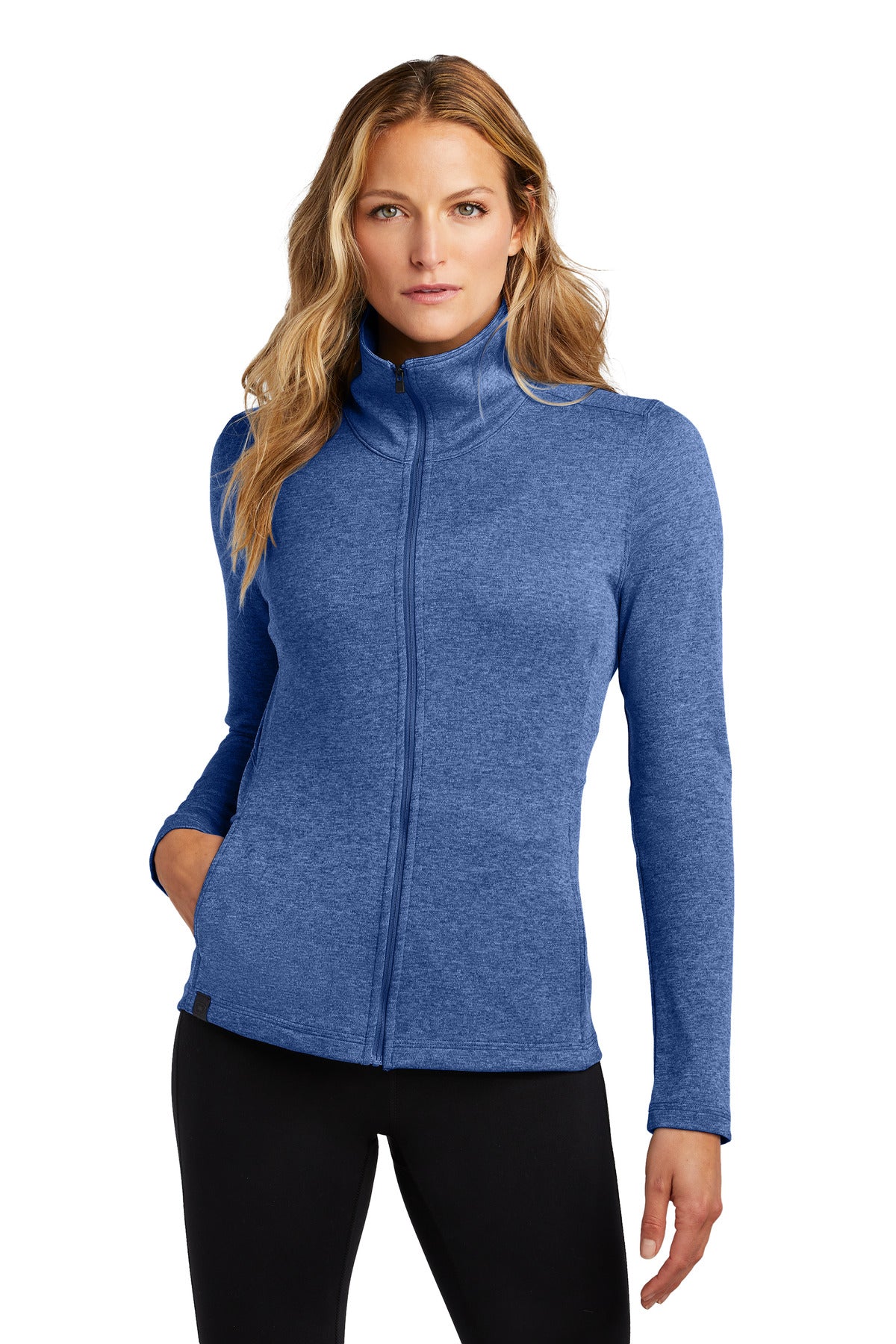 Front View of Optic Blue OGIO Women's Pixel Full-Zip. LOG203