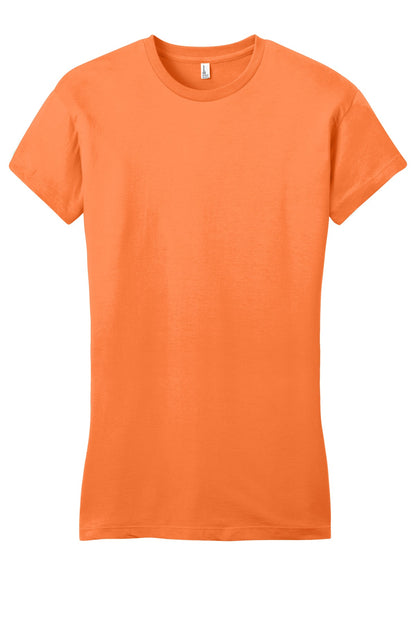 Front View of Orange District Women's Fitted Very Important Tee . DT6001