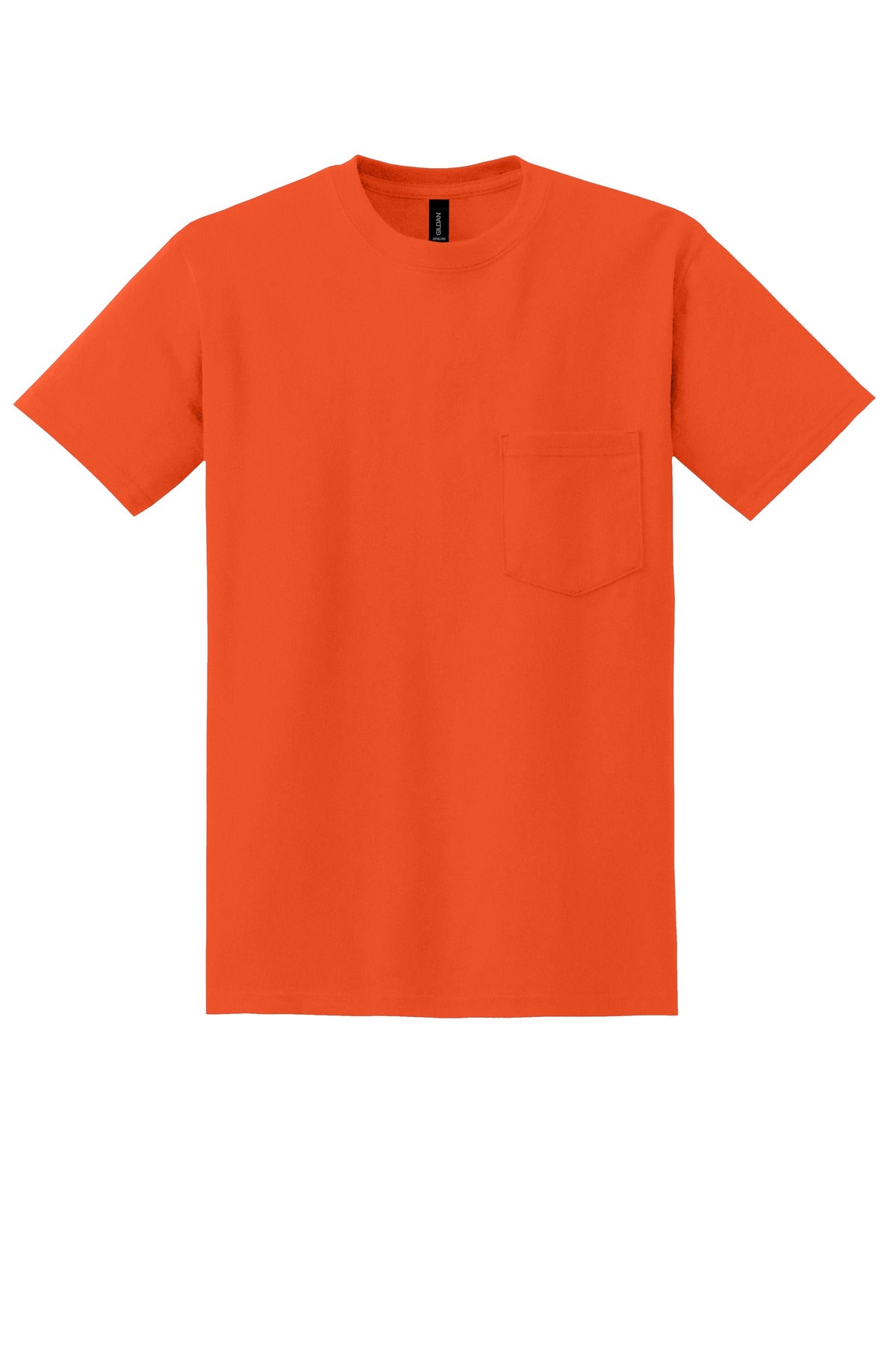 Front View of Orange Gildan - DryBlend 50 Cotton/50 Poly Pocket T-Shirt. 8300