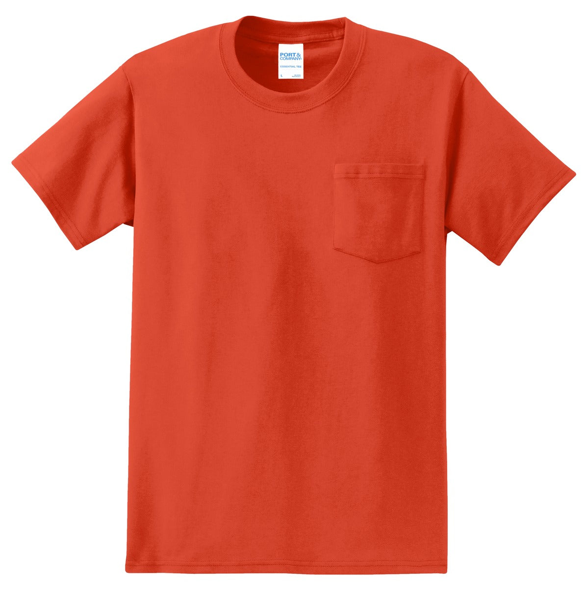 Front View of Orange Port & Company - Tall Essential Pocket Tee. PC61PT