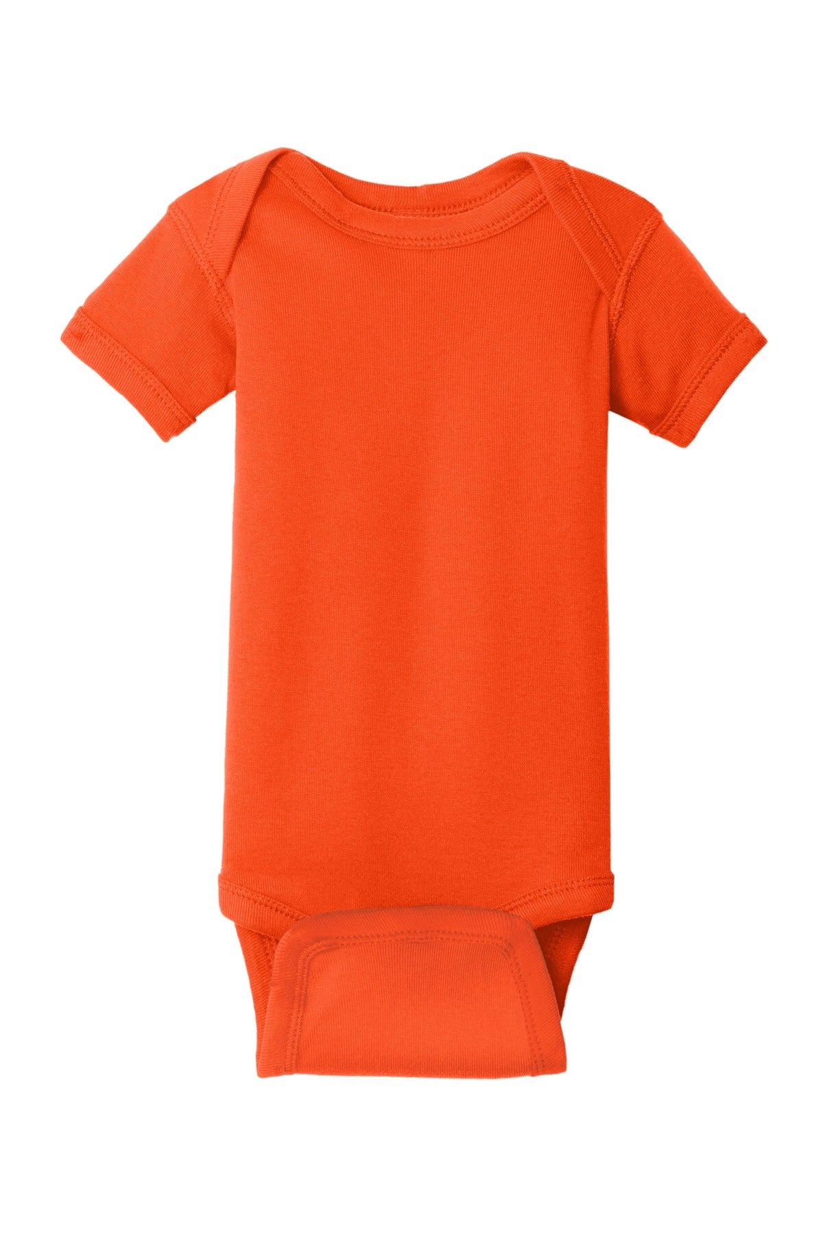 Front View of Orange Rabbit Skins Infant Short Sleeve Baby Rib Bodysuit. RS4400