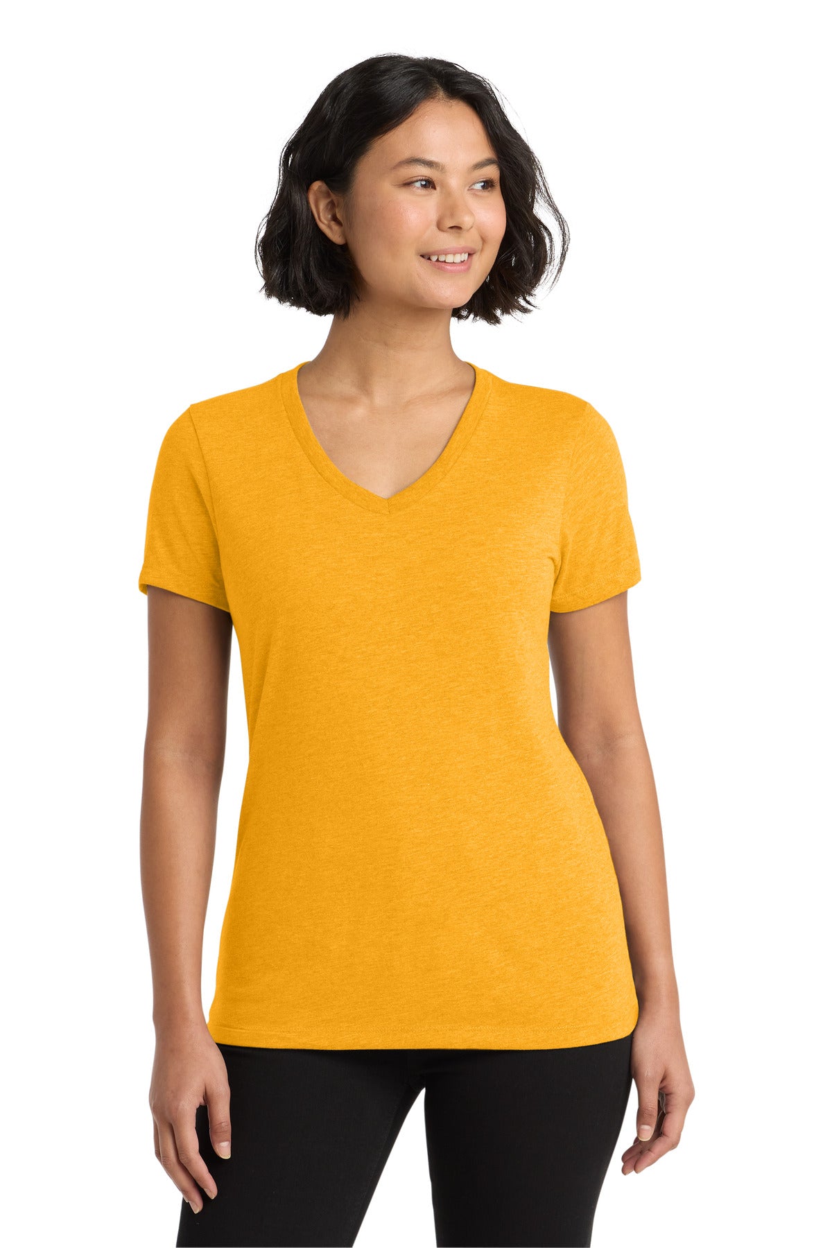 Front View of OrngUFancy Allmade Women's Tri-Blend V-Neck Tee AL2018