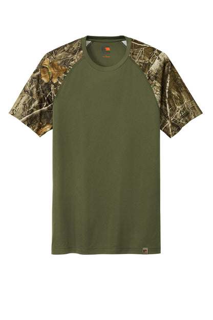 Front View of OvDbG/RTEd Russell Outdoors Realtree Colorblock Performance Tee RU151