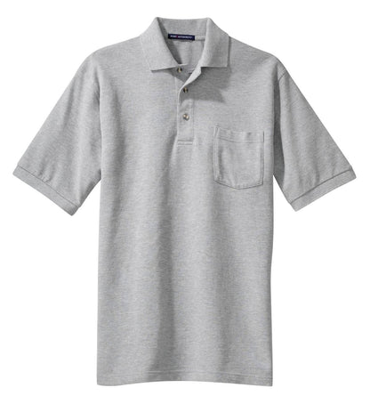 Front View of Oxford Port Authority Heavyweight Cotton Pique Polo with Pocket. K420P