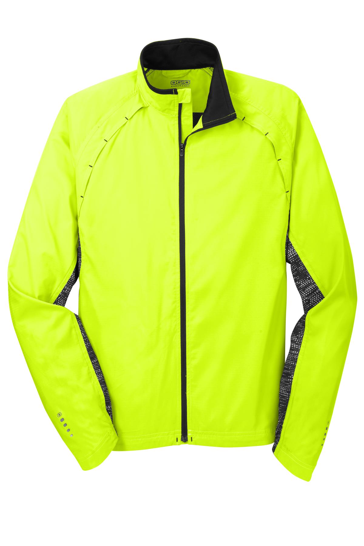 Front View of Pace Yellow OGIO Trainer Jacket. OE710