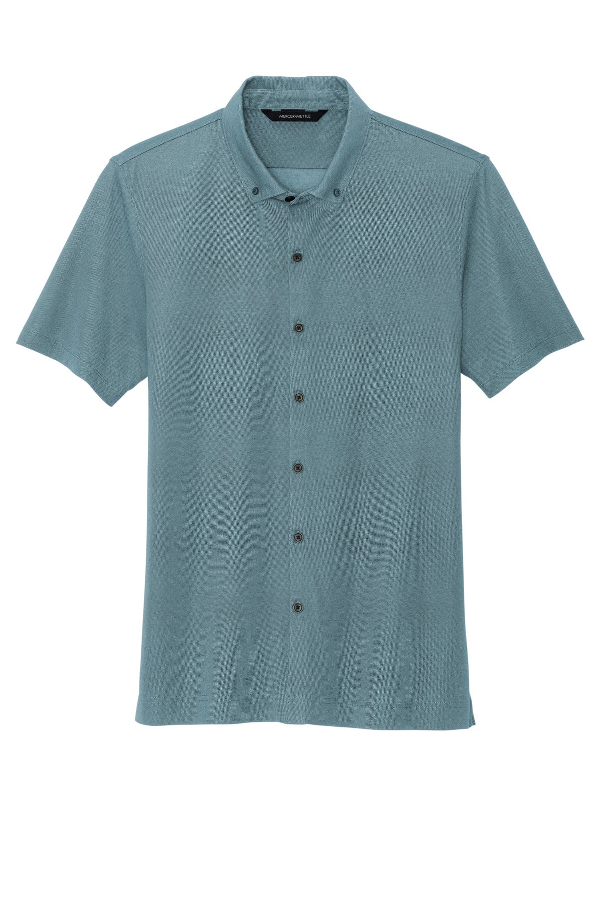 Front View of ParisianBH Mercer+Mettle Stretch Pique Full-Button Polo MM1006