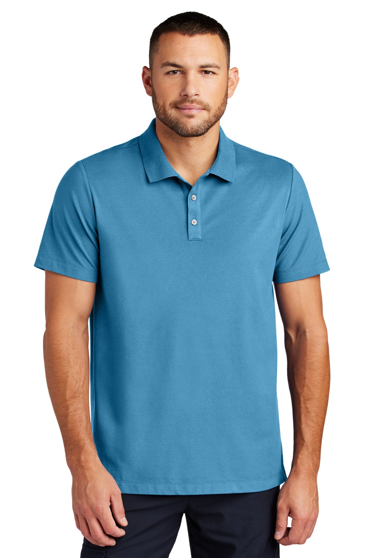 Front View of ParisianBl Mercer+Mettle Stretch Pique Polo MM1004