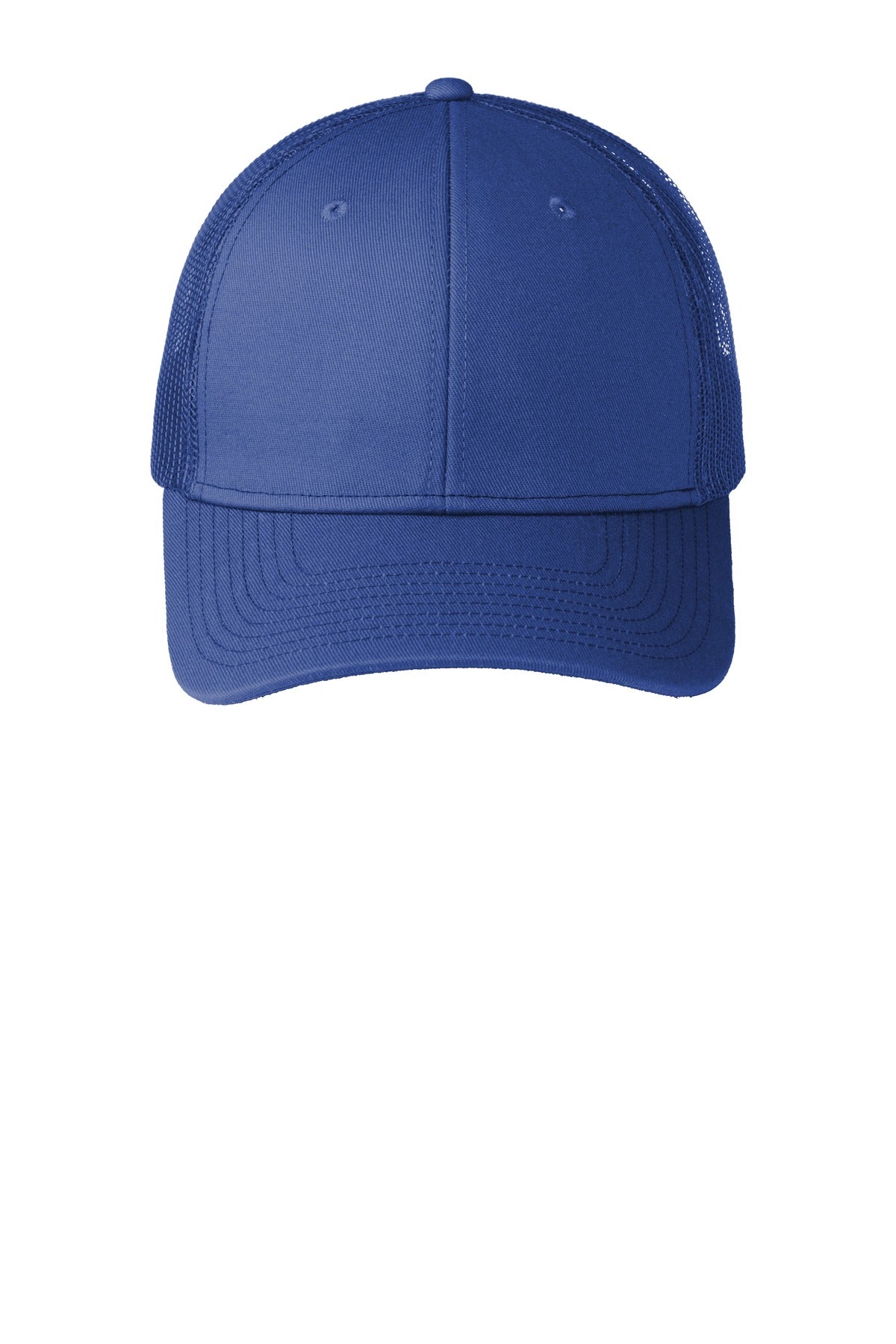 Front View of Pat Bl Port Authority Snapback Trucker Cap. C112
