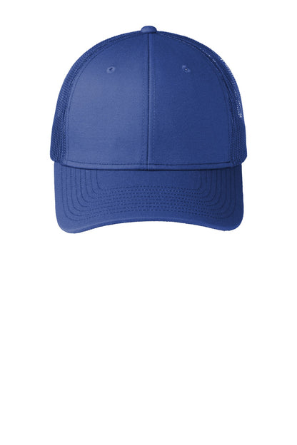 Front View of Pat Bl Port Authority Snapback Trucker Cap. C112