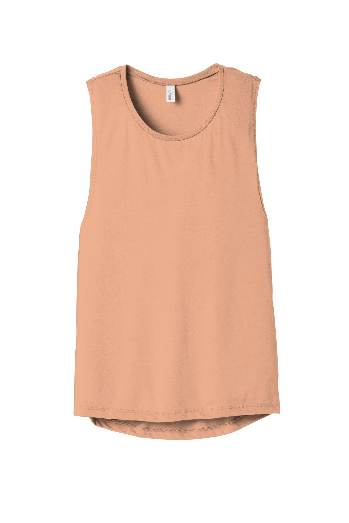 Front View of Peach BELLA+CANVAS Women's Flowy Scoop Muscle Tank. BC8803