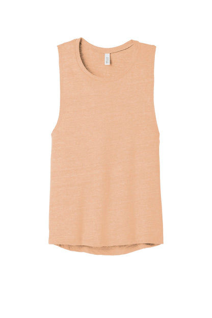 Front View of Peach Slub BELLA+CANVAS Women's Flowy Scoop Muscle Tank. BC8803