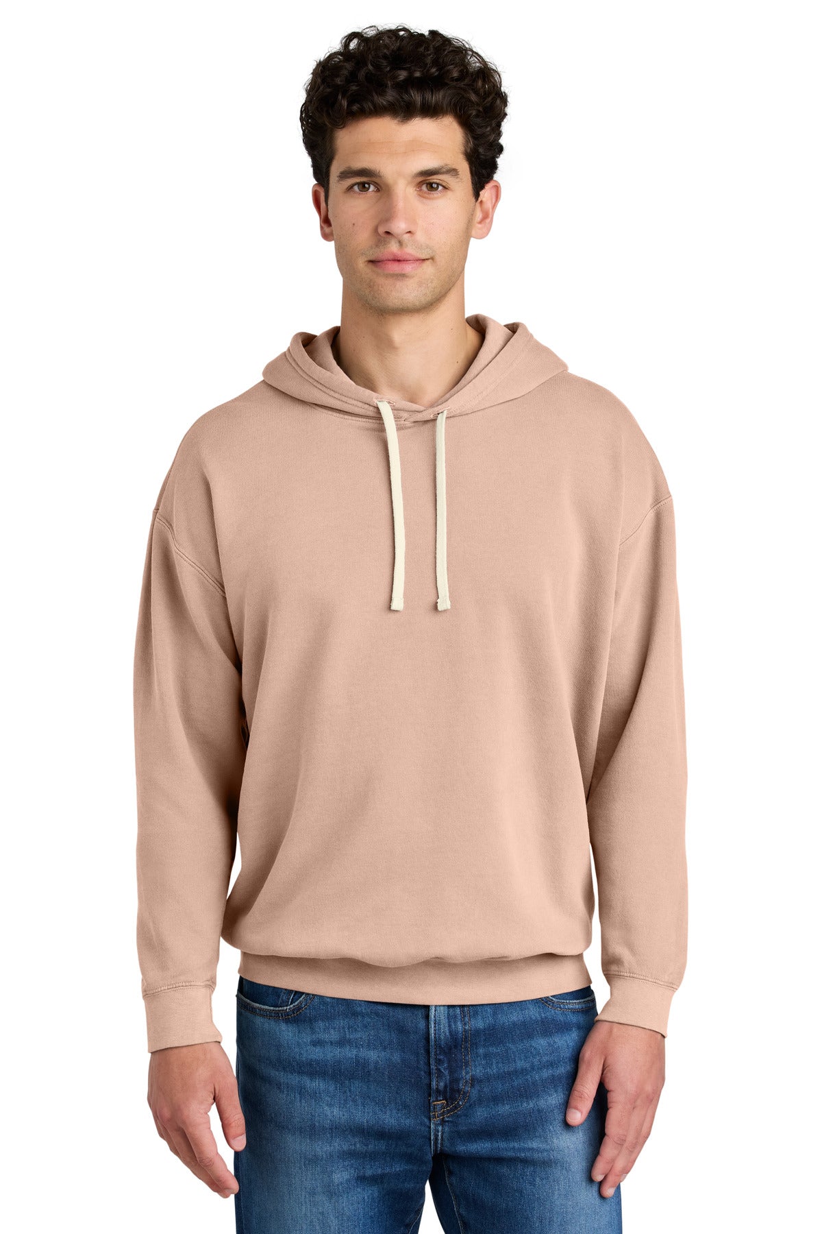 Front View of Peachy Comfort Colors Lightweight Hooded Sweatshirt 1467