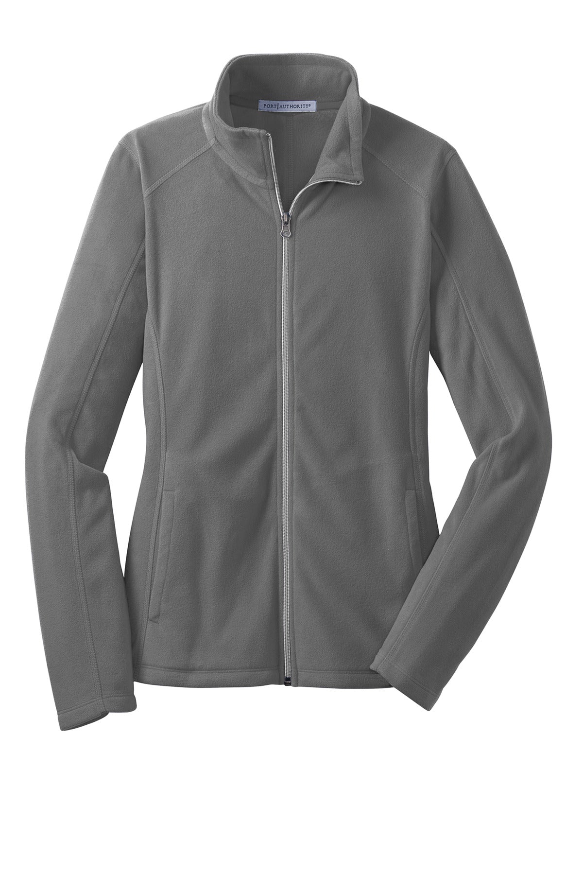 Front View of Pearl Grey Port Authority Women's Microfleece Jacket. L223