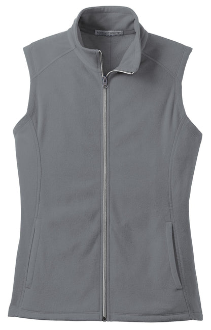 Front View of Pearl Grey Port Authority Women's Microfleece Vest. L226