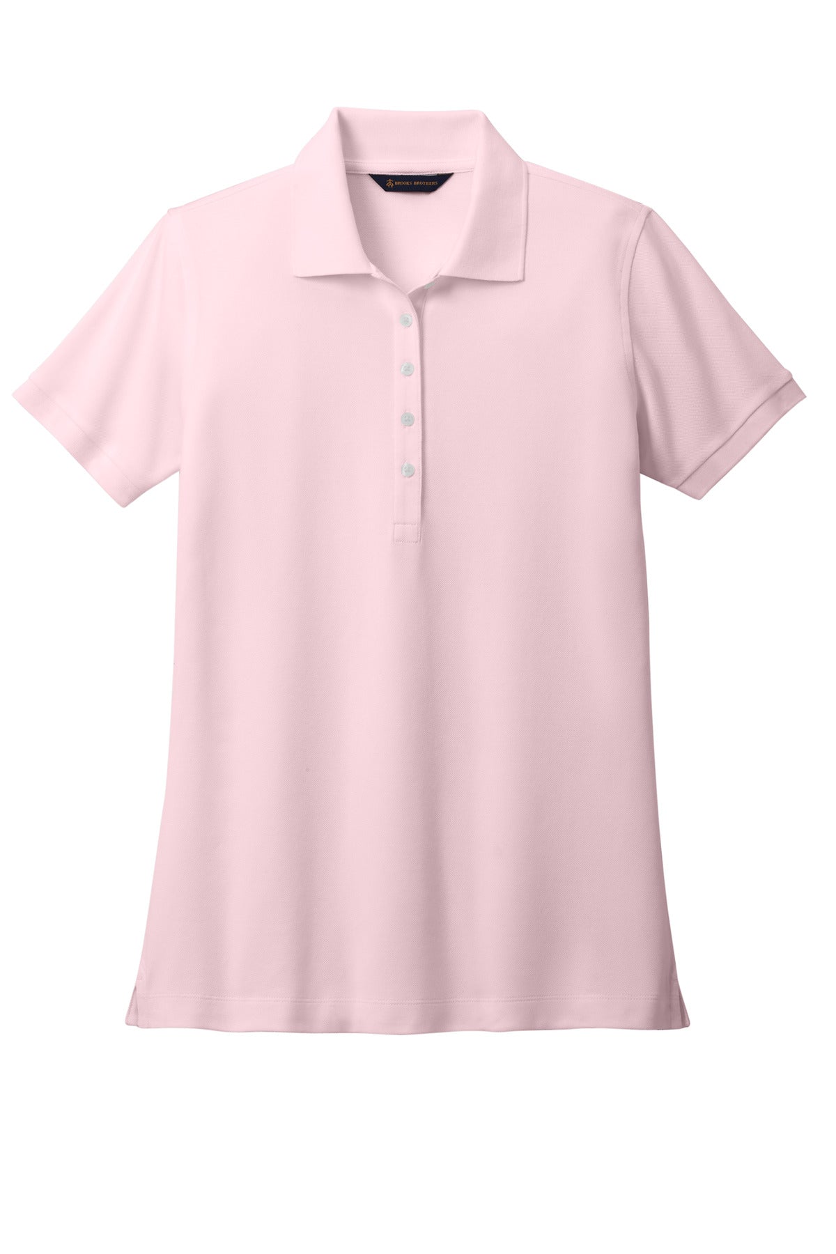 Front View of PearlPink Brooks Brothers Women's Pima Cotton Pique Polo BB18201