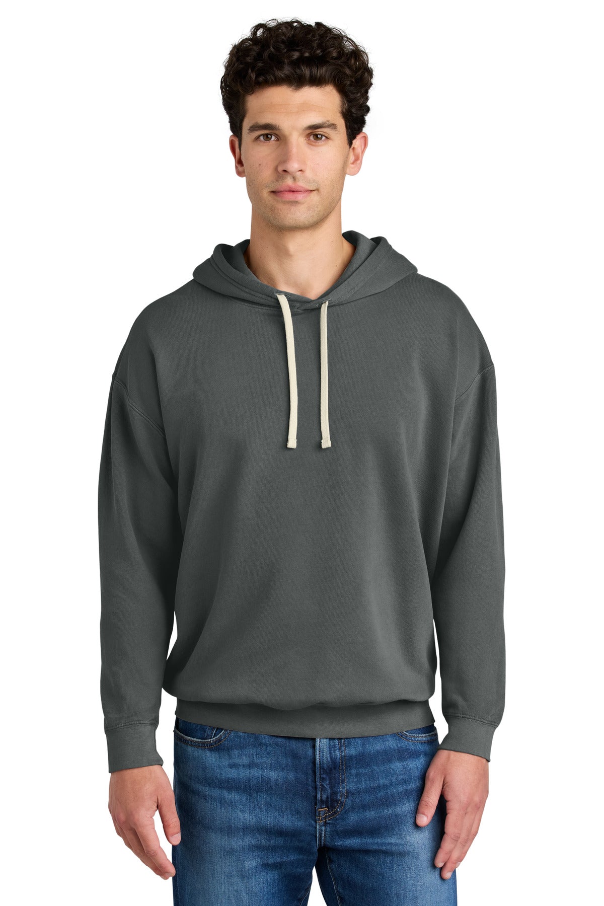 Front View of Pepper Comfort Colors Lightweight Hooded Sweatshirt 1467
