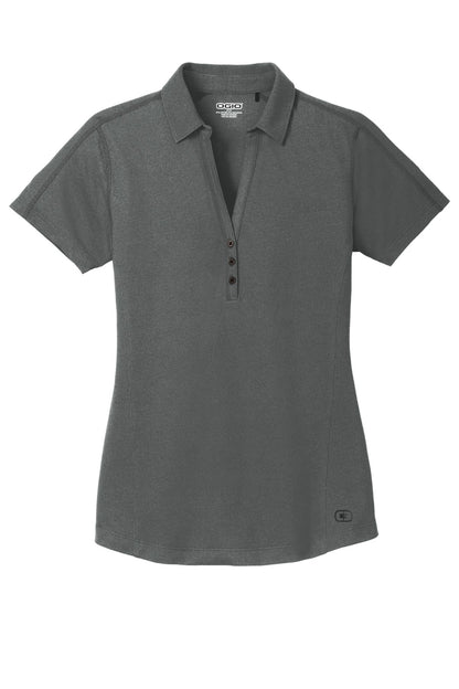 Front View of Petrol Grey OGIO Women's Onyx Polo. LOG126