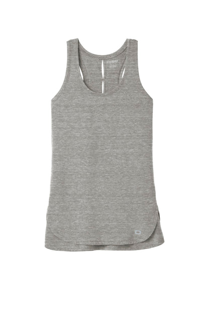 Front View of Petrol Gry Hth OGIO Women's Luuma Tank. LOG801