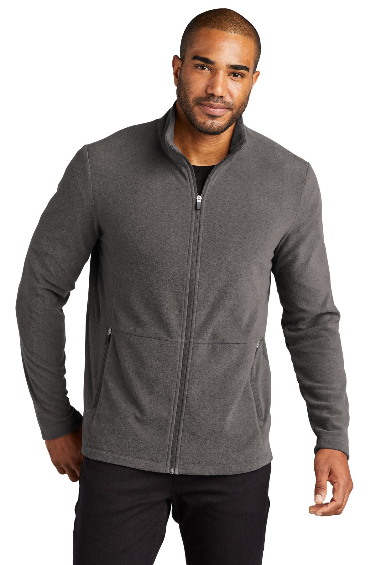 Front View of Pewter Port Authority Accord Microfleece Jacket F151
