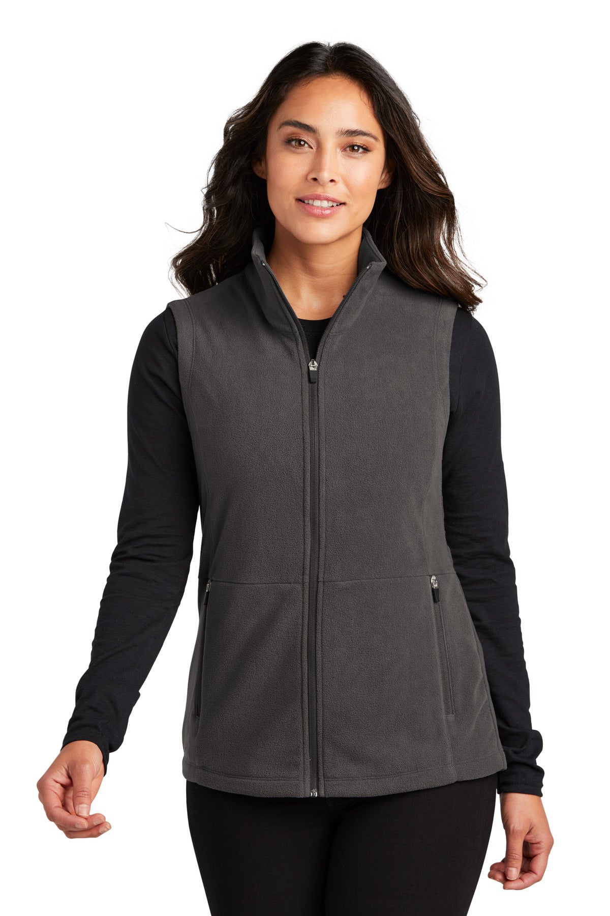 Front View of Pewter Port Authority Women's Accord Microfleece Vest L152