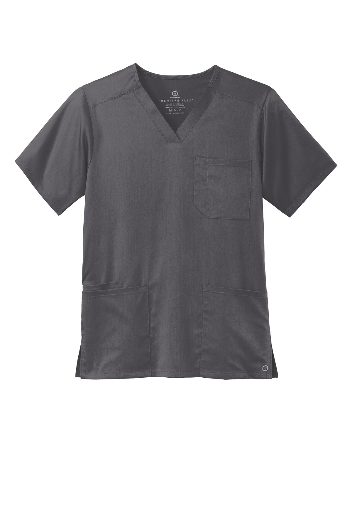 Front View of Pewter Wink Men's Premiere Flex V-Neck Top WW5068