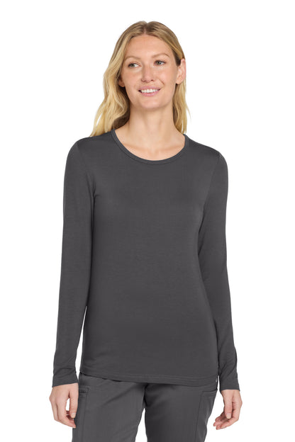 Front View of Pewter Wink Women's Long Sleeve Layer Tee WW4029