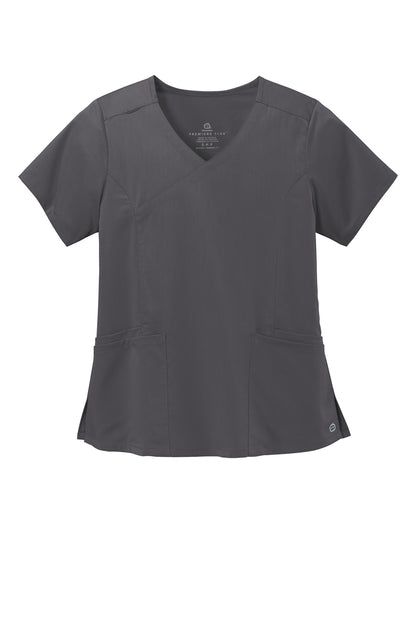 Front View of Pewter Wink Women's Premiere Flex Mock Wrap Top WW4268
