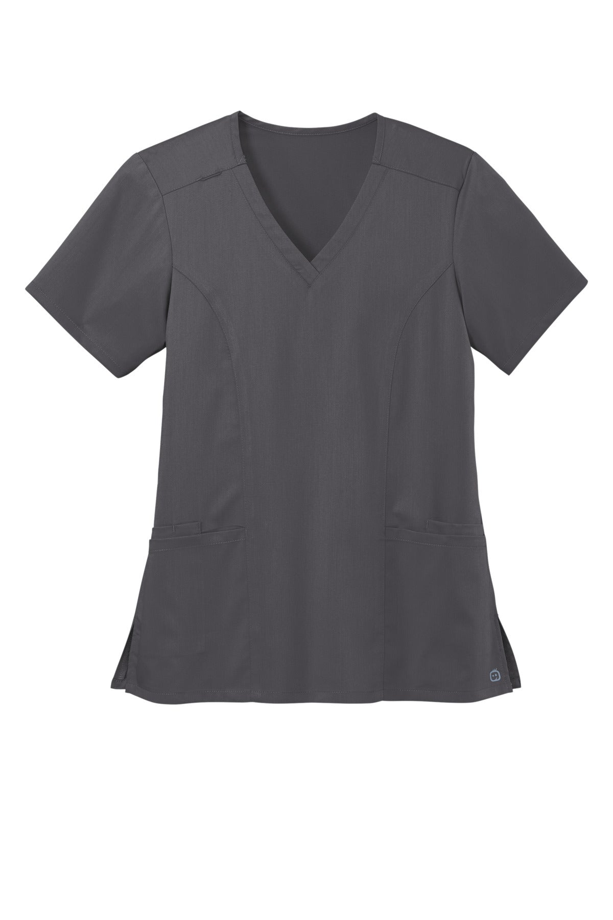 Front View of Pewter Wink Women's Premiere Flex V-Neck Top WW4168