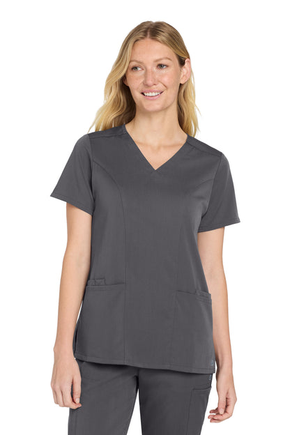 Front View of Pewter Wink Women's Premiere Flex V-Neck Top WW4168