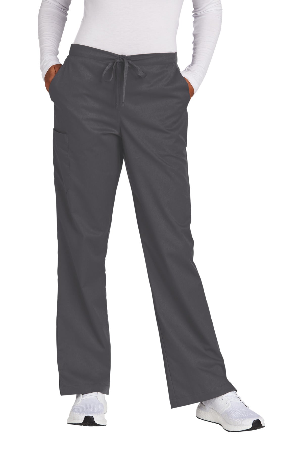 Front View of Pewter Wink Women's Tall WorkFlex Flare Leg Cargo Pant WW4750T