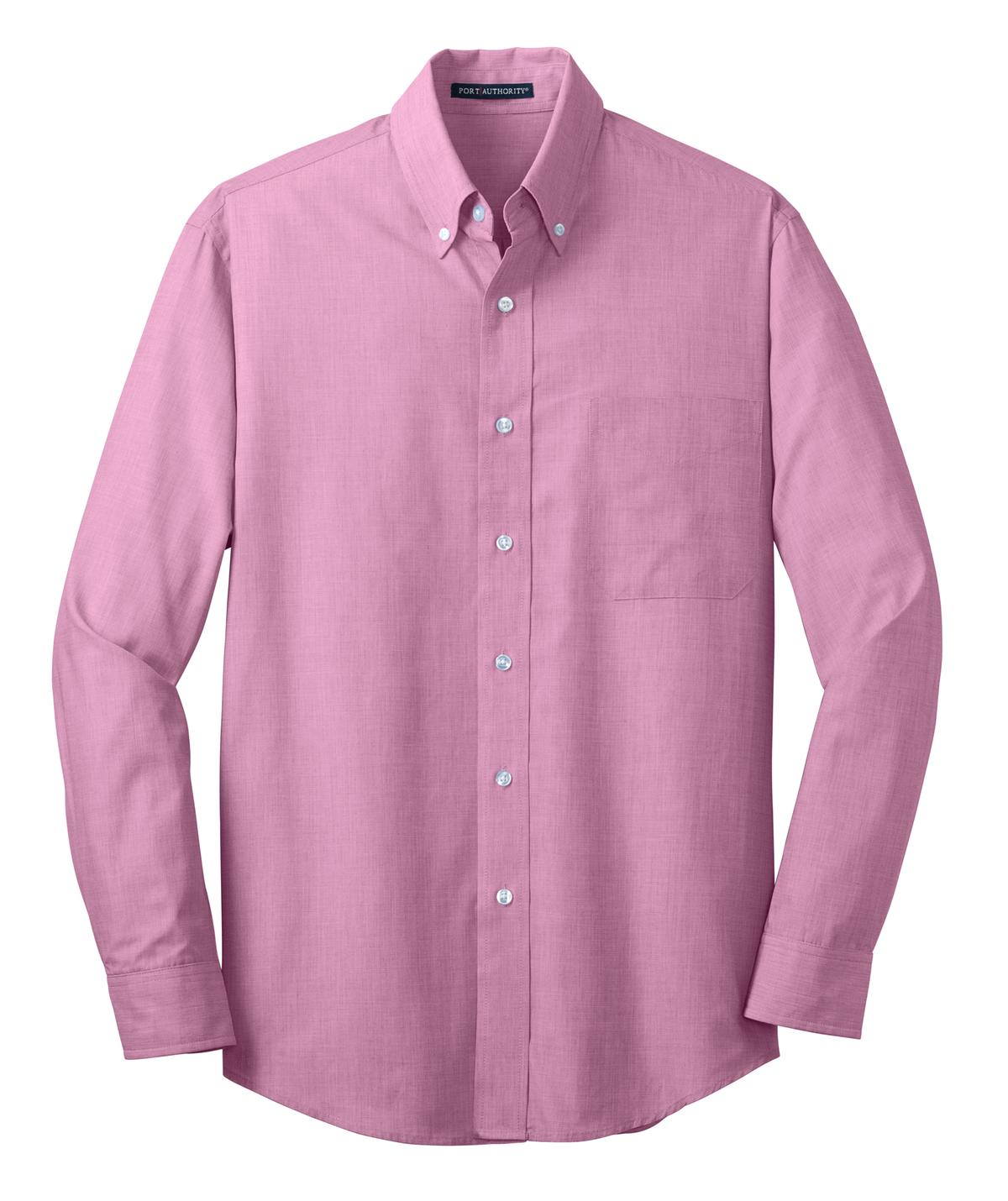 Front View of Pink Orchid Port Authority Crosshatch Easy Care Shirt. S640