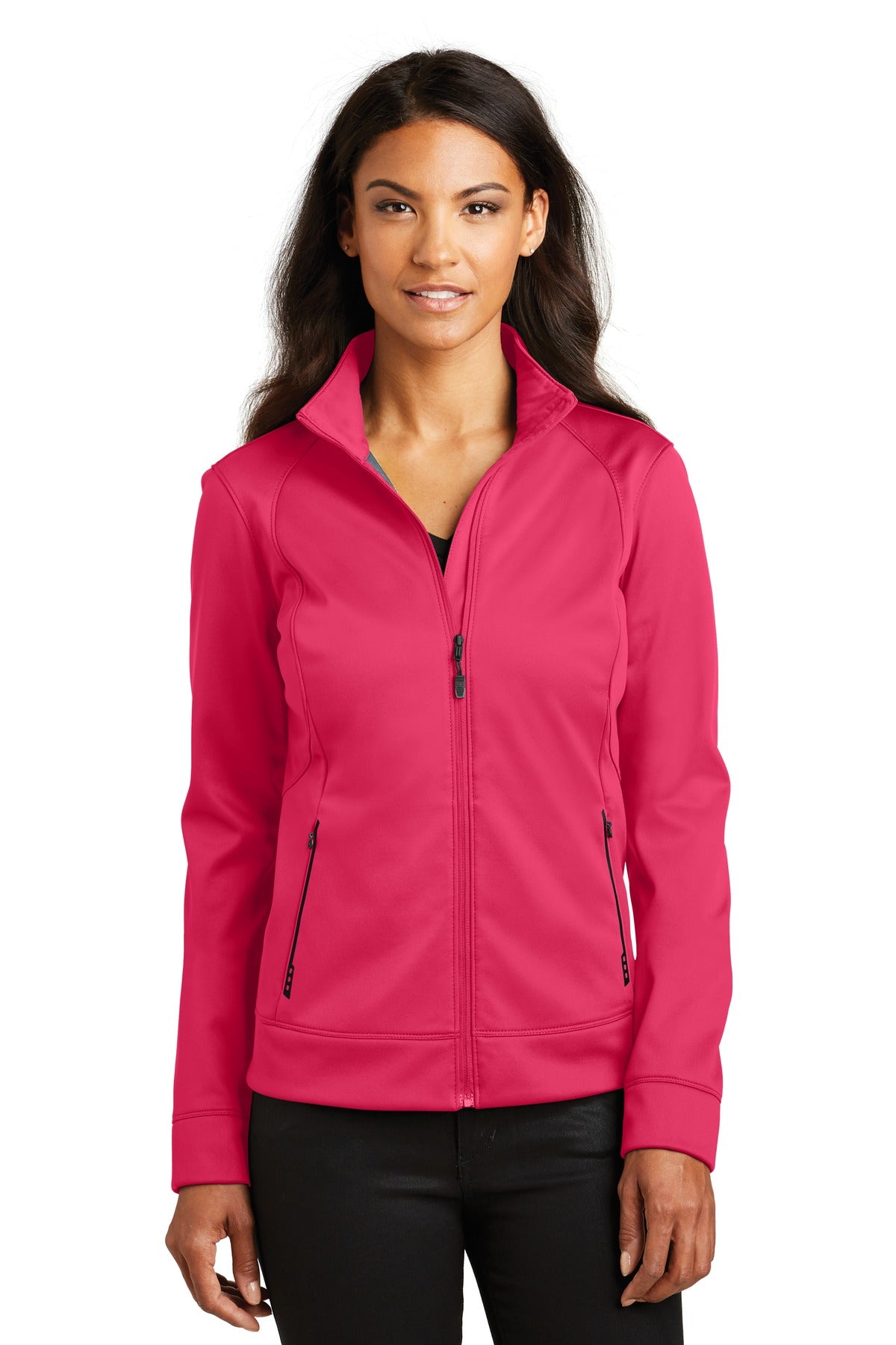 Front View of Pink Punch OGIO Women's Torque II Jacket. LOG2010