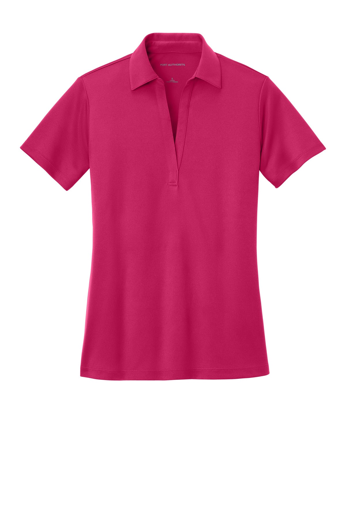 Front View of Pink Raspberry Port Authority Women's Silk Touch Performance Polo. L540