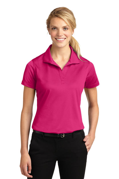 Front View of Pink Raspberry Sport-Tek Women's Micropique Sport-Wick Polo. LST650
