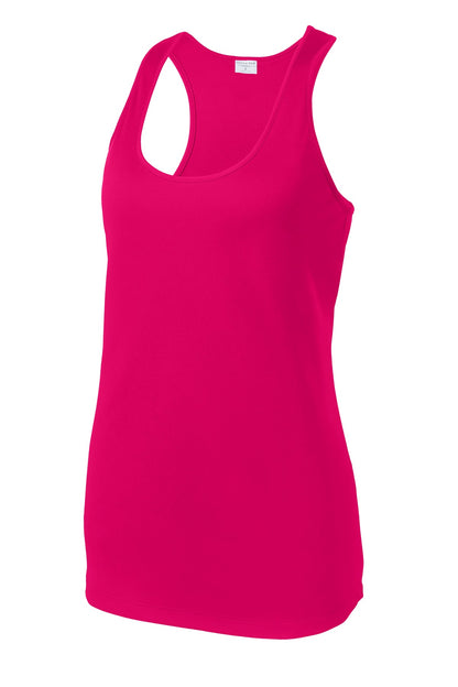 Front View of Pink Raspberry Sport-Tek Women's PosiCharge Competitor Racerback Tank. LST356