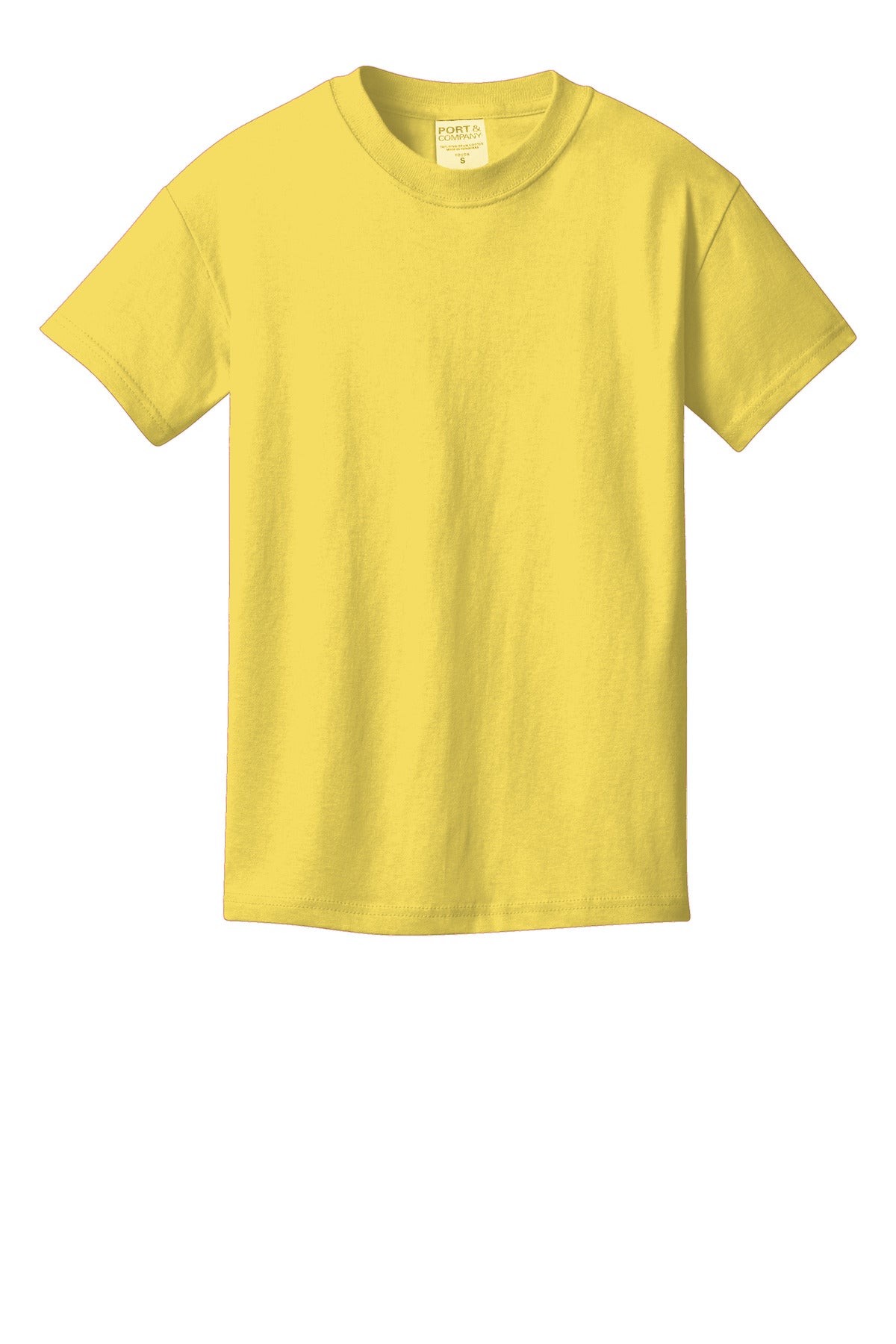 Front View of Popcorn Port & Company Youth Beach Wash Garment-Dyed Tee. PC099Y