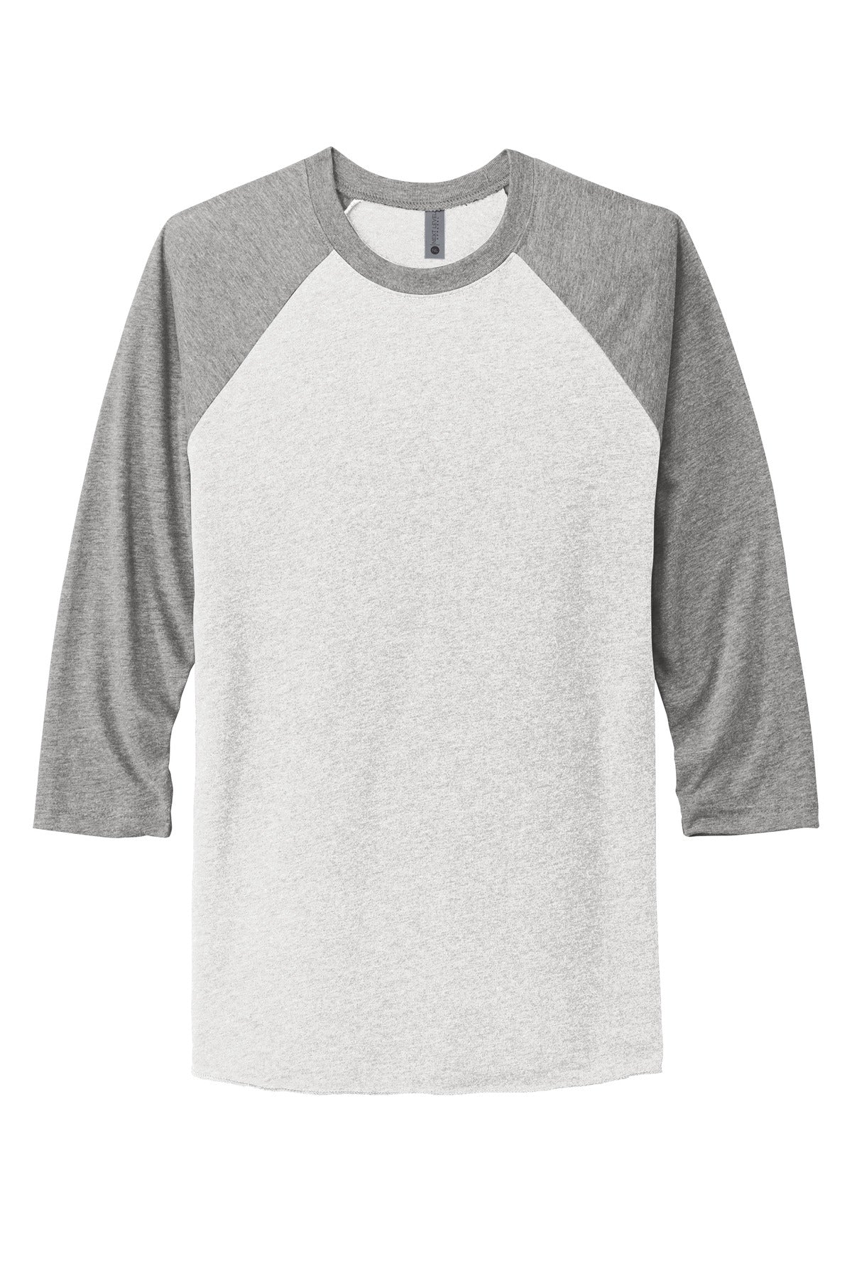 Front View of PrmHt/HtWt Next Level Apparel Adult Tri-Blend 3/4-Sleeve Raglan Tee. NL6051