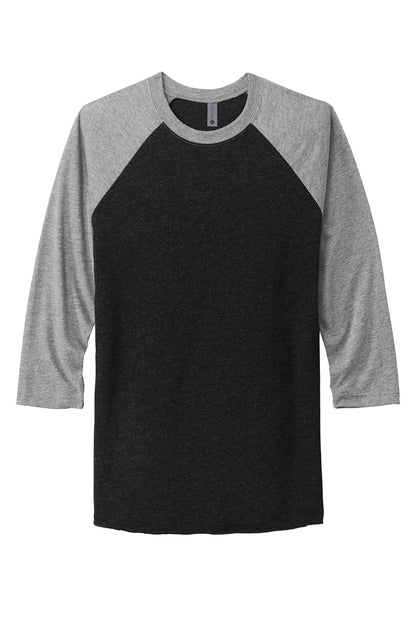 Front View of PrmHt/VtgB Next Level Apparel Adult Tri-Blend 3/4-Sleeve Raglan Tee. NL6051