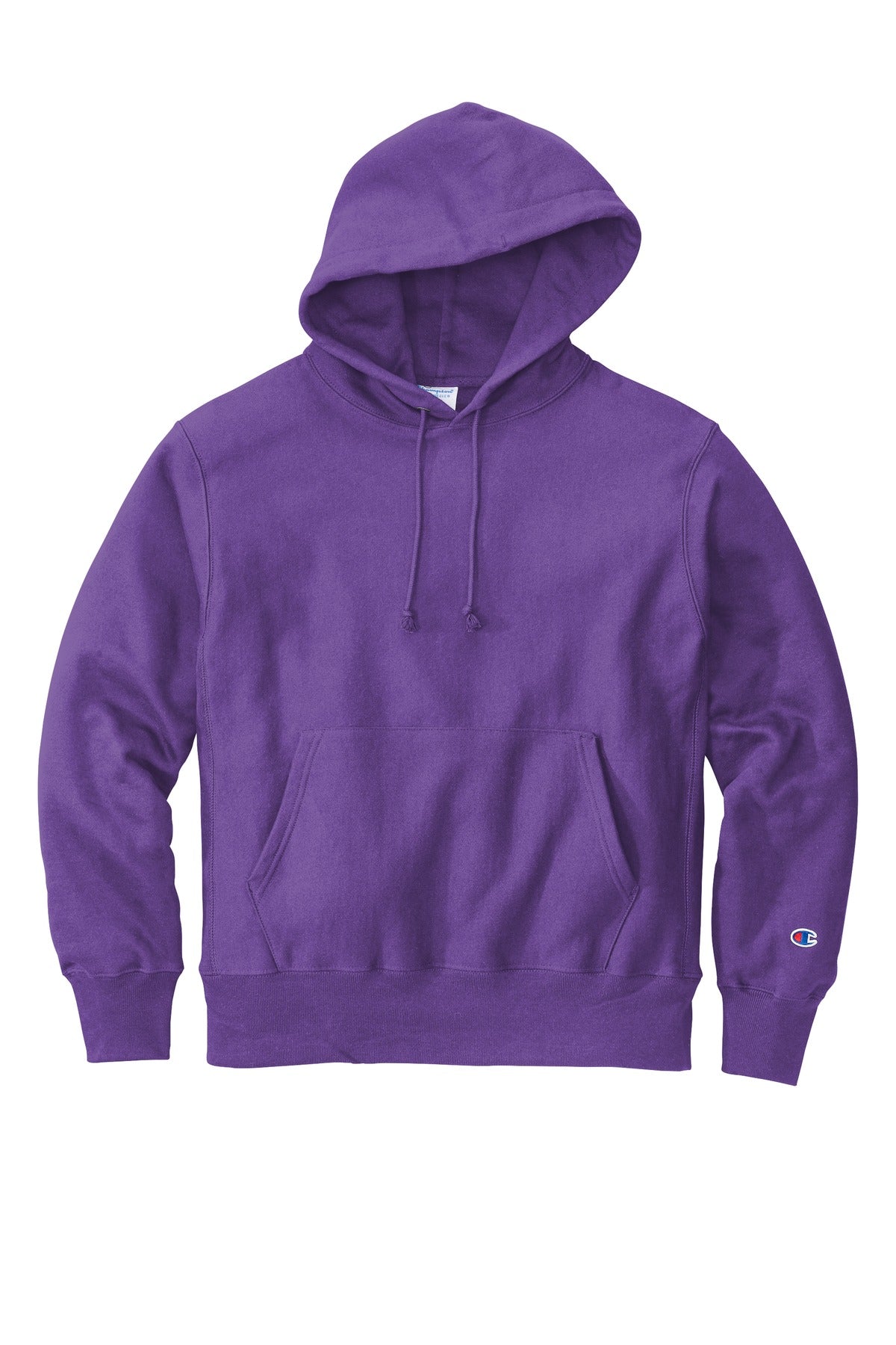 Front View of Purple Champion Reverse Weave Hooded Sweatshirt S101