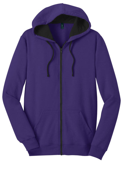Front View of Purple District The Concert Fleece Full-Zip Hoodie. DT800