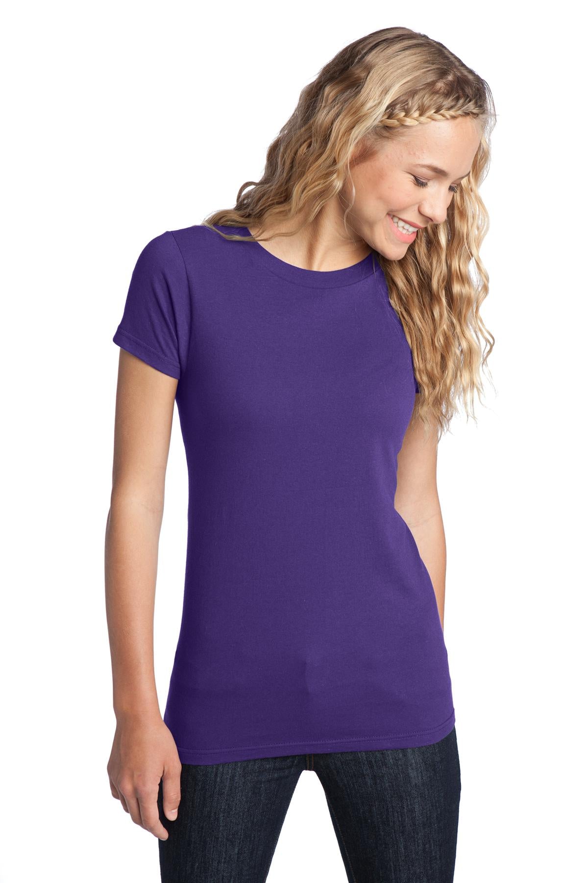 Front View of Purple District Women's Fitted The Concert Tee DT5001