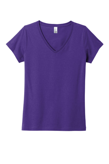 Front View of Purple District Women's The Concert Tee V-Neck DT5002